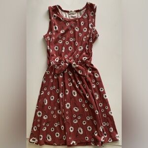 Daisy Print Ribbed Sleeveless Summer Dress Girls CHILDREN Size 6-7